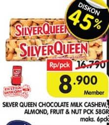 Promo Harga Silver Queen Chocolate Almonds, Cashew, Fruit Nuts 58 gr - Superindo