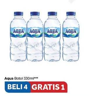 Promo Harga AQUA Air Mineral per 4 botol 330 ml - Carrefour