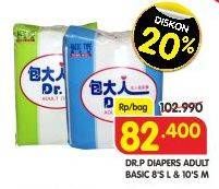 Promo Harga Dr.p Adult Diapers Basic Type L8, M10  - Superindo