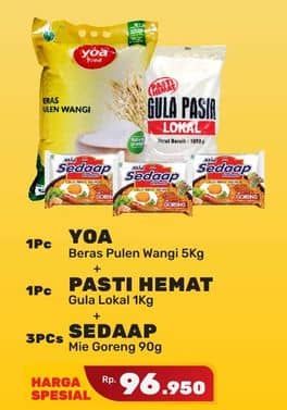 Sedaap Mie Goreng + YOA Beras + Pasti Hemat Gula Pasir