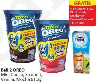 Promo Harga OREO Mini Biskuit Sandwich Chocolate, Mocca, Strawberry, Vanilla 61 gr - Alfamart