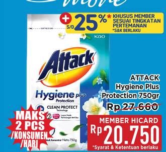 Promo Harga Attack Detergent Powder Hygiene Plus Protection 800 gr - Hypermart