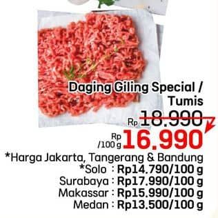 Promo Harga Daging Giling Sapi Spesial per 100 gr - LotteMart