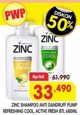 Promo Harga Zinc Shampoo Active Fresh Lemon, Refreshing Cool 680 ml - Superindo