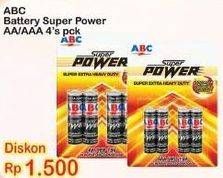 Promo Harga ABC Battery Super Power R03/AAA, R6/AA 4 pcs - Indomaret