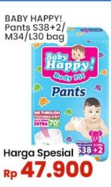 Promo Harga Baby Happy Body Fit Pants S38+2, M34, L30 30 pcs - Indomaret