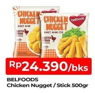 Promo Harga BELFOODS Nugget Chicken Nugget, Chicken Nugget Stick 500 gr - TIP TOP