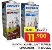 Promo Harga Indomilk Susu UHT Full Cream Plain, Cokelat 1000 ml - Superindo