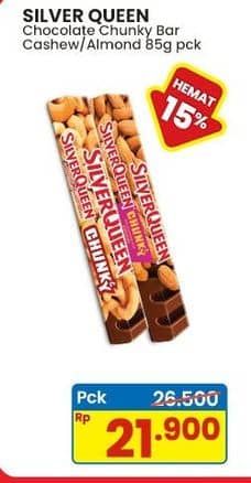 Promo Harga Silver Queen Chunky Bar Almonds, Cashew 95 gr - Indomaret