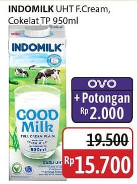 Promo Harga Indomilk Susu UHT Cokelat, Full Cream Plain 950 ml - Alfamidi