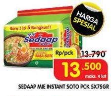 Promo Harga Sedaap Mie Kuah Soto per 5 pcs 75 gr - Superindo