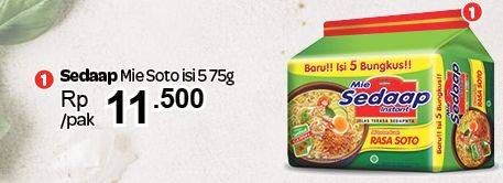 Promo Harga SEDAAP Mie Kuah Soto per 5 pcs 75 gr - Carrefour