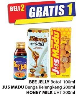 Promo Harga Bee Jelly Botol / Jus Madu Bunga Kelengkeng / Honey Milk UHT  - Hari Hari
