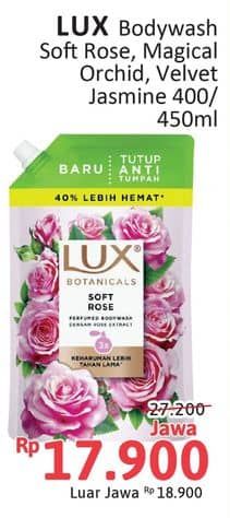 Promo Harga LUX Botanicals Body Wash Soft Rose, Magical Orchid, Velvet Jasmine 400 ml - Alfamidi