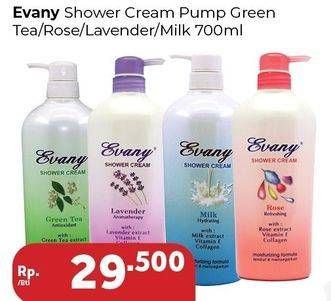 Promo Harga EVANY Shower Cream Green, Rose, Lavender, Milk 700 ml - Carrefour