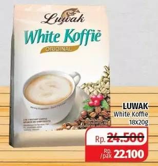 Promo Harga Luwak White Koffie per 18 sachet 20 gr - Lotte Grosir