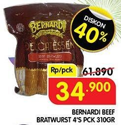 Promo Harga Bernardi Delicatessen Sausage Beef Bratwurst With Cheese, Beef Bratwurst With Blackpaper 310 gr - Superindo