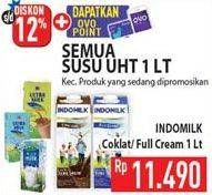 Promo Harga Indomilk Susu UHT Full Cream Plain, Cokelat 1000 ml - Hypermart