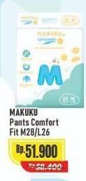 Promo Harga Makuku Comfort Fit Diapers Pants M28, L26 26 pcs - Alfamart