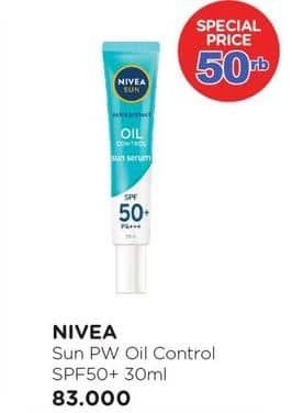 Promo Harga Nivea Sun Face Serum SPF50+ Oil Control 30 ml - Watsons