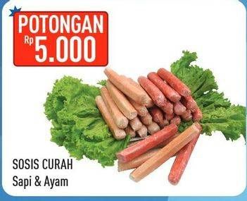 Promo Harga Sosis Curah Sapi, Ayam per 100 gr - Hypermart