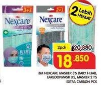 Promo Harga 3M NEXCARE Masker Daily Hijab, Earloop, Carbon per 2 bungkus - Superindo