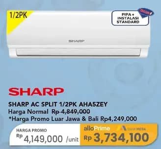 Promo Harga Sharp AH-A5ZEY | AC Standard 1/2PK  - Carrefour