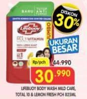 Promo Harga Lifebuoy Body Wash Mild Care, Total 10, Lemon Fresh 850 ml - Superindo