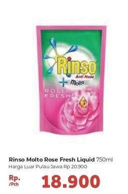 Promo Harga RINSO Liquid Detergent + Molto Pink Rose Fresh 750 ml - Carrefour