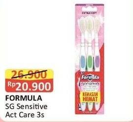 Promo Harga FORMULA Sikat Gigi Sensitive Active Care Extra Soft 3 pcs - Alfamart
