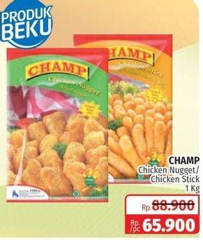 Promo Harga CHAMP Nugget Chicken Nugget, Chicken Stick 1000 gr - Lotte Grosir