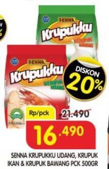 Senna Krupukku 500 gr Diskon 23%, Harga Promo Rp16.490, Harga Normal Rp21.490