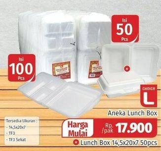 Promo Harga CHOICE L Lunch Box 14, 5 X 20 X 7 50 pcs - Lotte Grosir