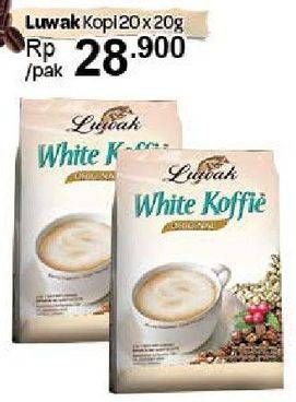 Promo Harga Luwak White Koffie per 20 sachet 20 gr - Carrefour