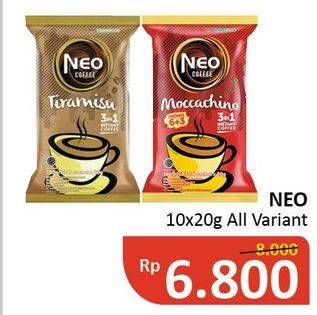 Promo Harga Neo Coffee 3 in 1 Instant Coffee All Variants per 10 sachet 20 gr - Alfamidi