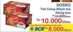 Promo Harga Sosro Teh Celup Black Tea per 2 box 30 pcs - Indomaret
