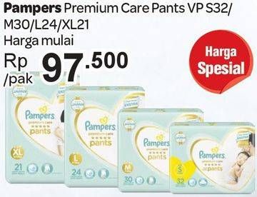 Promo Harga Pampers Premium Care Active Baby Pants S32, M30, L24, XL21  - Carrefour