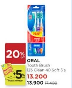 Promo Harga Oral B Toothbrush All Rounder 1 2 3 Clean 40 3 pcs - Watsons