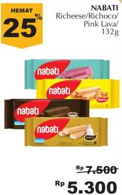 Promo Harga NABATI Wafer Pink Lava, Richeese, Richoco 132 gr - Giant