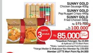 Promo Harga Sunny Gold Chicken Sausage + Nugget + Fried Chicken  - LotteMart