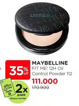 Promo Harga Maybelline Fit Me! 12-Hour Oil Control Powder 112 Natural Ivory 6 gr - Watsons