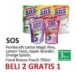 Promo Harga SOS Pembersih Lantai Magic Pine, Lemon Twist, Apple, Orange Splash, Floral Breeze 750 ml - Yogya