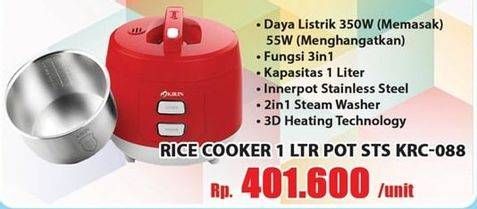 Promo Harga KIRIN Rice Cooker KRC-088  - Hari Hari