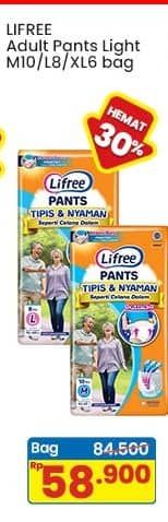 Promo Harga Lifree Popok Celana Tipis & Nyaman Bergerak M10, L8, XL6 6 pcs - Indomaret