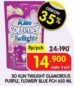 Promo Harga So Klin Softener Twilight Sensation Glamorous Purple, Flowery Blue 650 ml - Superindo