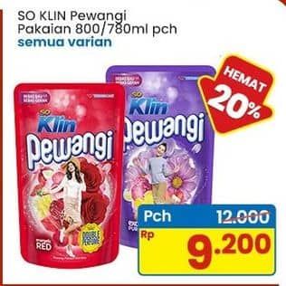 Promo Harga So Klin Pewangi All Variants 800 ml - Indomaret