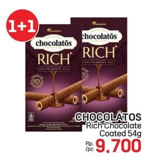Promo Harga Chocolatos Wafer Roll Rich Chocolate Coated 54 gr - LotteMart