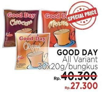 Promo Harga Good Day Instant Coffee 3 in 1 All Variants per 30 sachet 20 gr - LotteMart