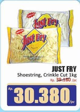 Promo Harga Just Fry French Fries Shoestrings, Crinkle Cut, Crinckle 1000 gr - Hari Hari