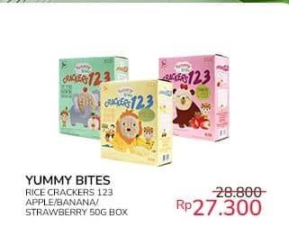 Promo Harga Yummy Bites Rice Cracker 123 Apple, Banana, Strawberry 50 gr - Indomaret